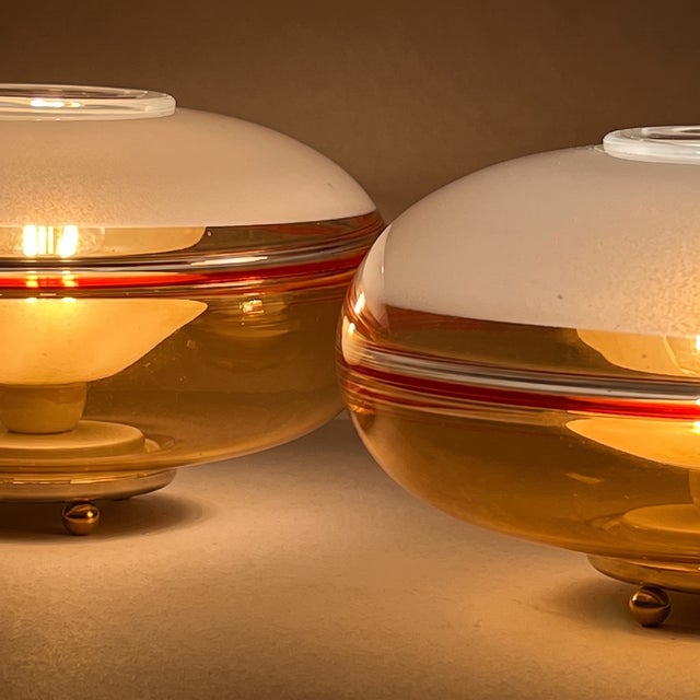 Mid-Century Modern Table Lamps in Layered and Shaded Murano Glass from Leucos, Italy, 1970s, Set of 2 For Sale - Image 3 of 13