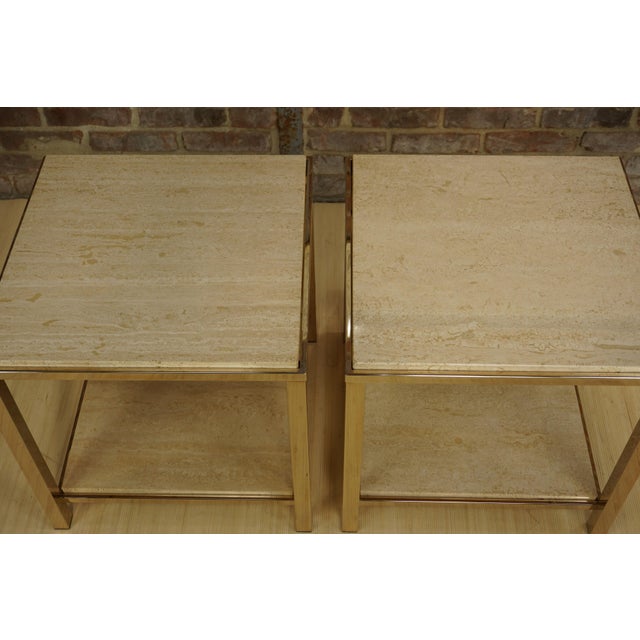 Side Tables in Travertine and 24 Carat Gold from Belgo Chrom / Dewulf Selection, 1970s, Set of 2 For Sale - Image 4 of 15
