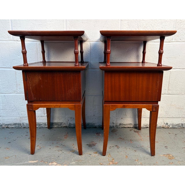 Mid 20th Century Mid 20th Century Chinoiserie "Pagoda" Nightstands by R-Way Furniture, A Pair, Attributed For Sale - Image 5 of 13