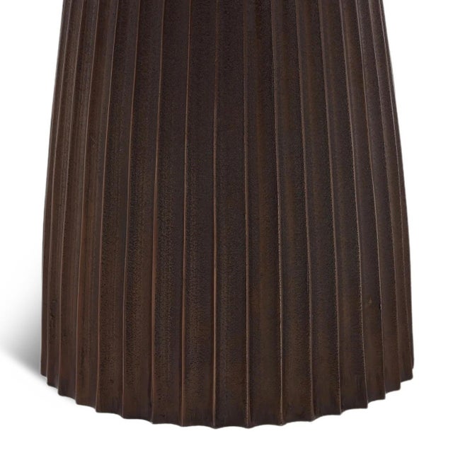 Modern Industrial Fluted Bronzed Finish Side Table For Sale - Image 9 of 9
