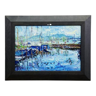 Oil Painting by Alexander Michael - Boat Harbor, Fraueninsel, 1994 For Sale