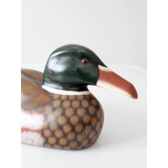 Green Vintage Hand Painted Wood Mallard Duck Decoy For Sale - Image 8 of 15