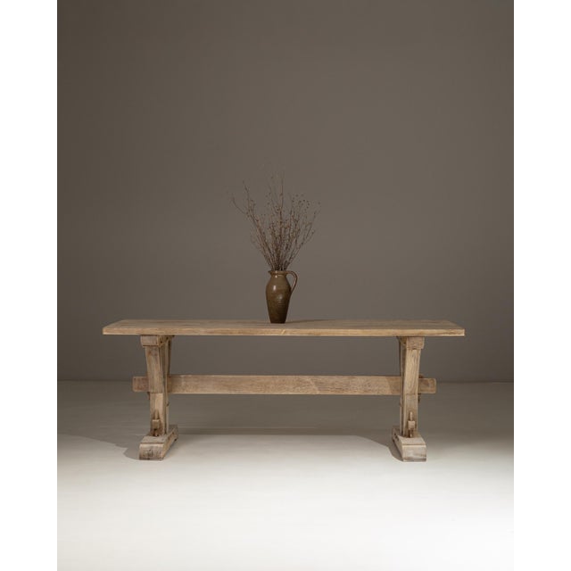 Wood 1970s French Oak Trestle Dining Table For Sale - Image 7 of 18