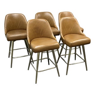 West Elm Mid Century Swivel Counter Stools, Set of Five For Sale