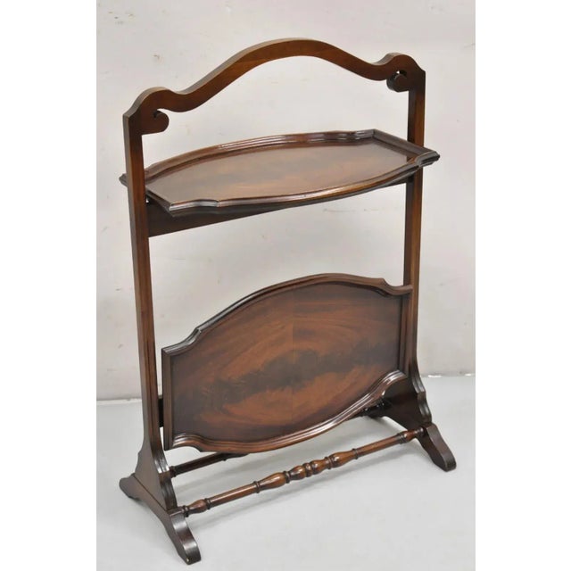 Vintage Regency Style Mahogany 2 Tier Folding Muffin Cake Stand Side Table2 For Sale - Image 11 of 12