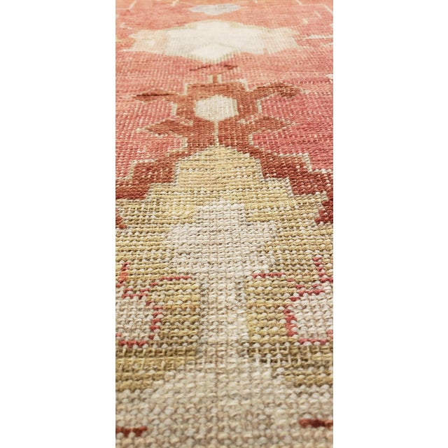 Antique Oushak Carpet, Handmade Turkish Oriental Rug, Beige, Coral, Soft Colors For Sale - Image 13 of 18