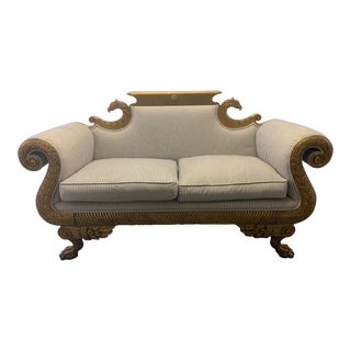 Liberace Estate American Classical Style Carved Giltwood Settee Loveseat For Sale