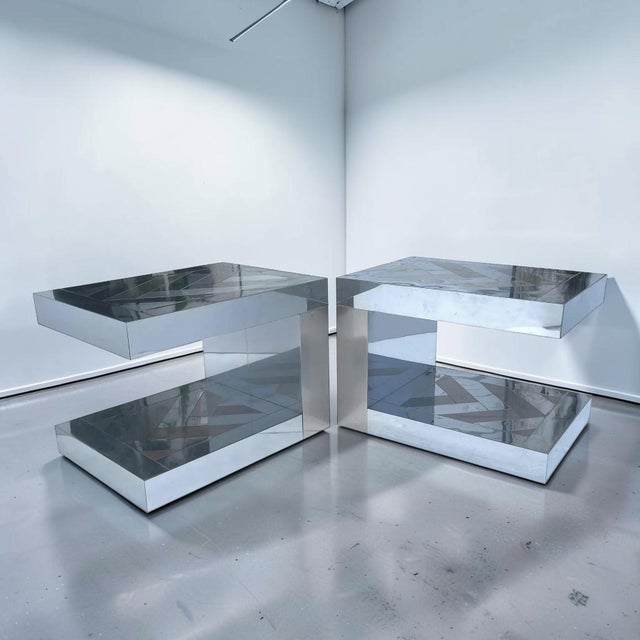 1970s 1970s Ello Chrome and Bonze Side Tables For Sale - Image 5 of 6