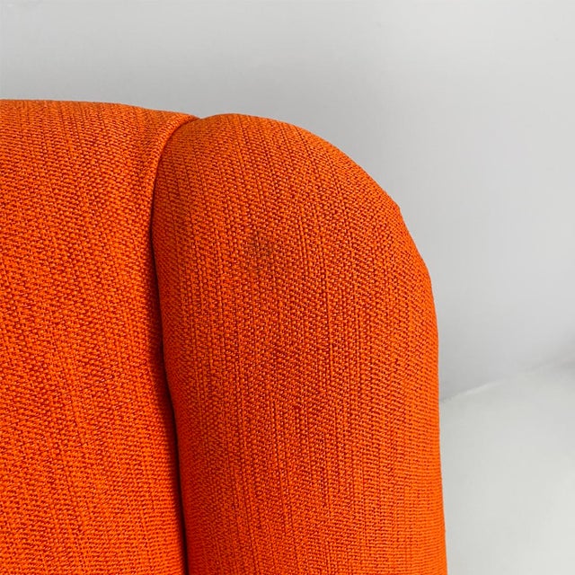 Italian Mid-Century Modern Orange Fabric and Wood Armchair, 1950s For Sale - Image 11 of 18