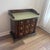 Solid pine wood 3-drawer mid century nightstand in excellent condition. Dark walnut patina with hand-painted olive sage...