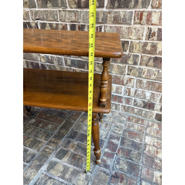 1980s Late 20th Century Ethan Allen Vintage Two-Tier Side Table, End Table, or Parlor Table With Turned Legs and Spindles For Sale - Image 5 of 11