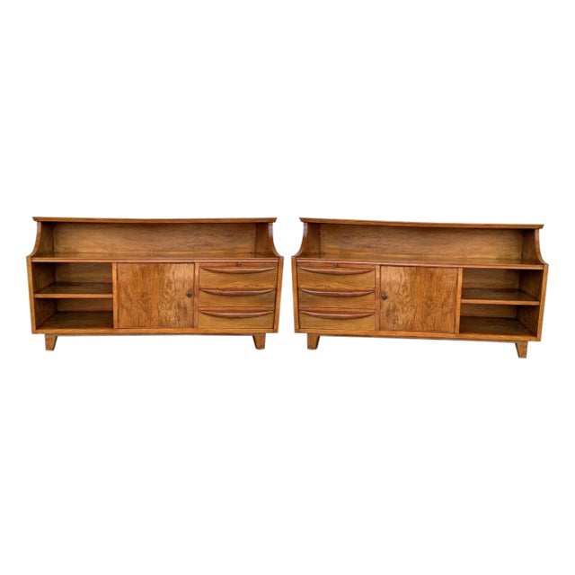 Mid-Century Modern Danish Teak Pair of Large Nightstands, Sideboard or Lowboy For Sale