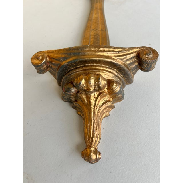Wood Late 20th Century Pair of Gold Plate Wall Holders - 2 For Sale - Image 7 of 11