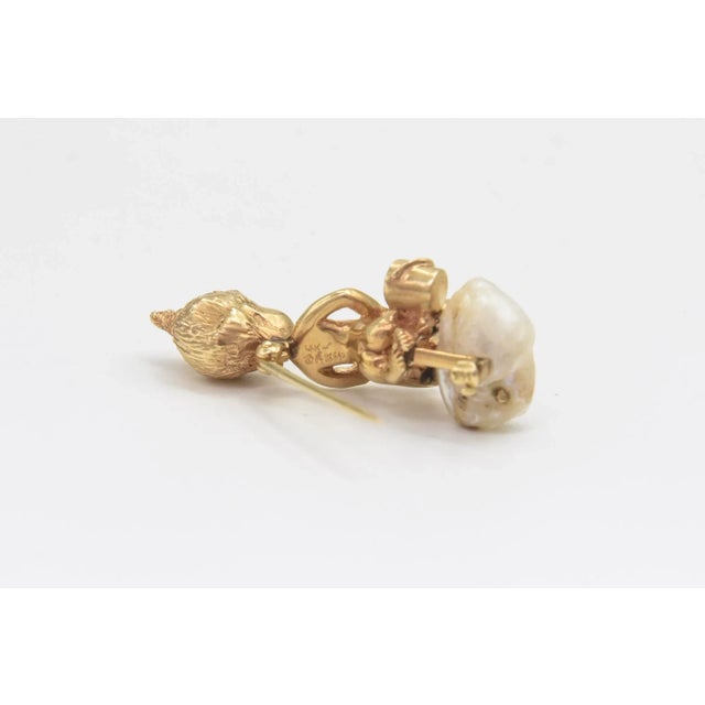 Gold 1950s William Ruser Saturdays Child Gold Brooch For Sale - Image 8 of 11