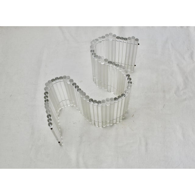 1970s Frosted and Clear Tubular Lucite Acrylic Curved Coffee Table Base For Sale - Image 10 of 12