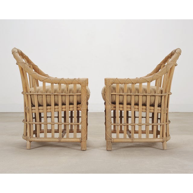 Set of Eight Danny Ho Fong Rattan Garden Dining Armchairs For Sale - Image 9 of 18