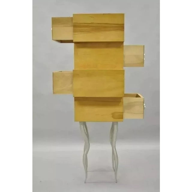 Late 20th Century Trout Studios Grisette Cabinet Birch Wood Aluminum Post Modern Chest of Drawers For Sale - Image 4 of 9