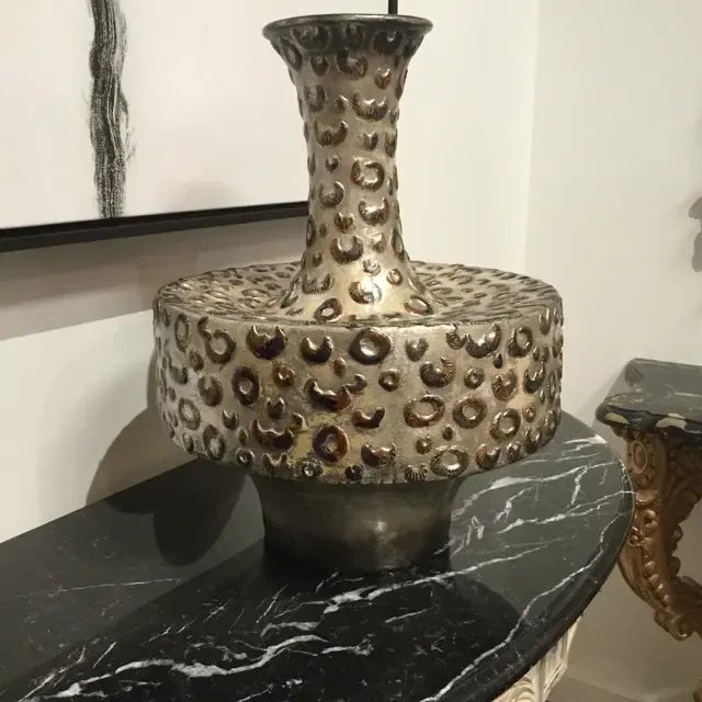 Contemporary Silver Pebbled Vase For Sale In Dallas - Image 6 of 12