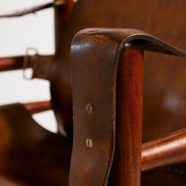 Set of Hungarian Calf Leather Lounge Chair and Ottoman For Sale - Image 11 of 18