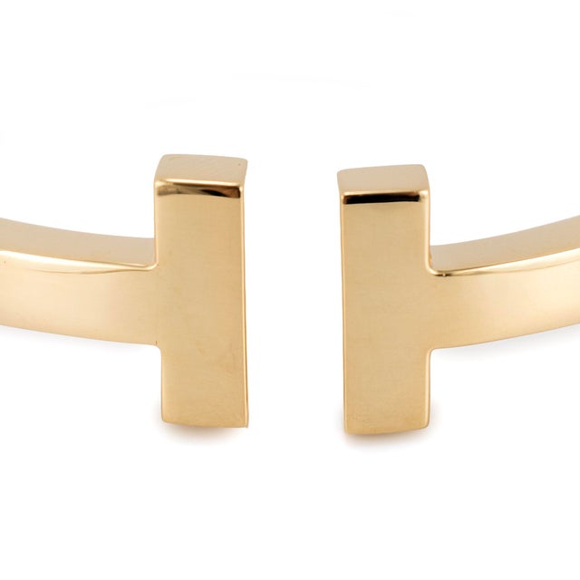 Early 21st Century Tiffany & Co. Iconic Tiffany T Square 18k Yellow Gold Cuff Bangle Bracelet For Sale - Image 5 of 8