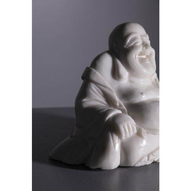 1900 - 1909 Small Buddha Statue in White Jade, 1900 For Sale - Image 5 of 6