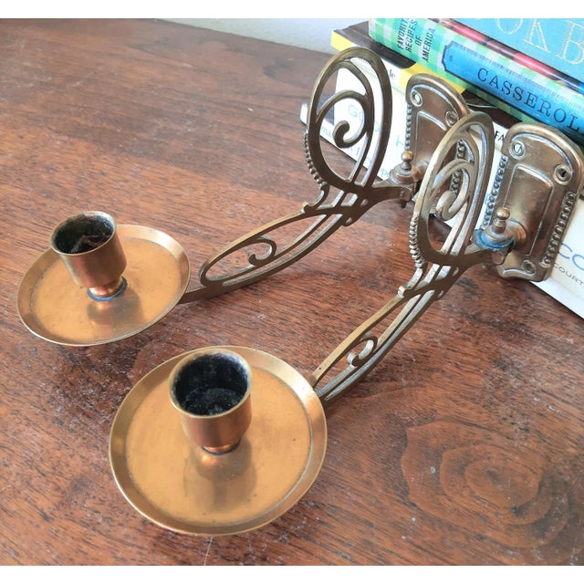 Metal Vintage Hinged Swing Arm Brass Sconces Pair Hollywood Regency For Sale - Image 7 of 13