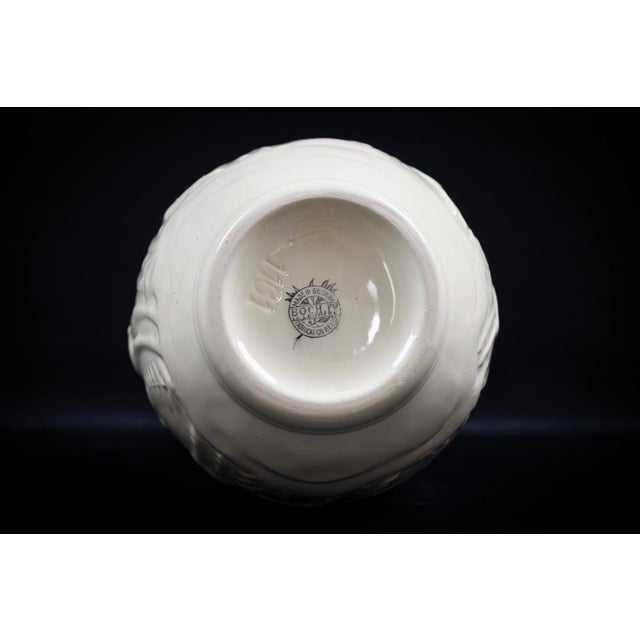 Art Deco White Glazed Earthenware Vase with Relief Decor by Fantaisie de Charles Catteau for Boch Frères La Louvière Keramis, 1920s For Sale - Image 12 of 13