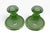 Vintage Green Uranium Glass Candlestick Holders Pair 1930s Depression Glass For Sale - Image 11 of 12
