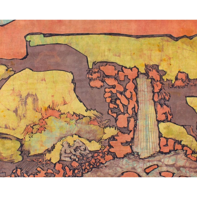 Abstract Landscape Batik Signed by Harry Hilson For Sale In Indianapolis - Image 6 of 9