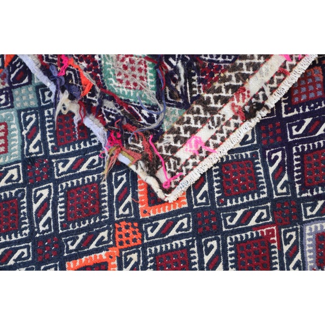 Burgundy 1960s Tribal Style Turkish Oushak Cicim Kilim Rug For Sale - Image 8 of 9