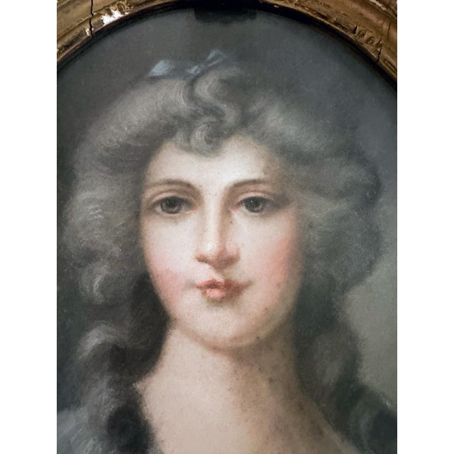 Wood Large 19th Century Pastel Portrait of a Lady For Sale - Image 7 of 11