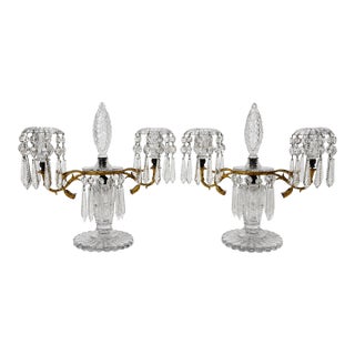 Pair of French Louis XVI Style Cut-Crystal and Gilt-Metal Candelabra, Circa 1880–1900 For Sale