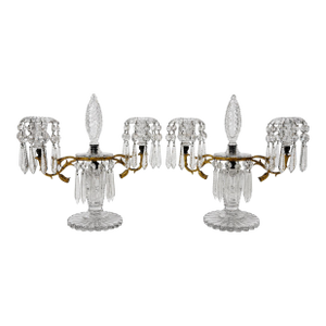Pair of French Louis XVI Style Cut-Crystal and Gilt-Metal Candelabra, Circa 1880–1900