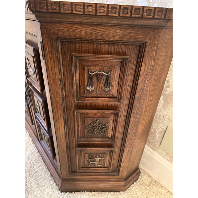 Mid-Century Modern Vintage Romweber Viking Oak Zodiac Console Cabinet For Sale - Image 3 of 10