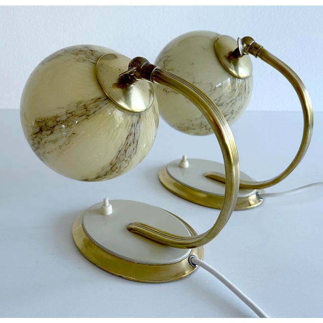 Art Deco Table Lamps in Brass and Glass, Set of 2 For Sale - Image 12 of 17
