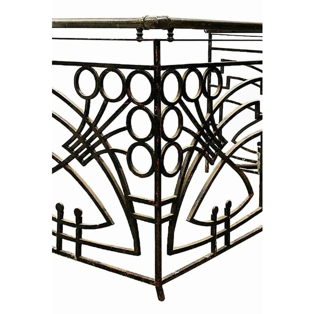 Art Nouveau Antique French Art Nouveau Balcony Wrought Iron and Bronze For Sale - Image 3 of 4