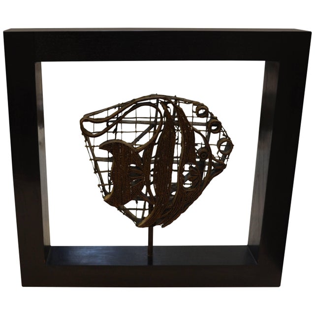 Beautiful antique fish batik stamp set in an espresso teakwood frame. Andrianna Shamaris, Inc. The Leader In Modern...