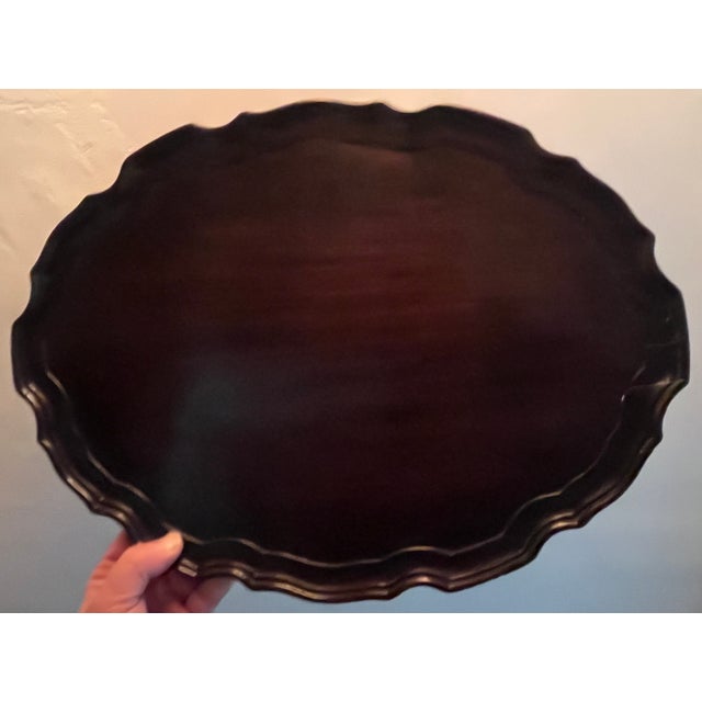 English Antique Early 19th Century English George III Carved Mahogany Oval Serving Tray For Sale - Image 3 of 11