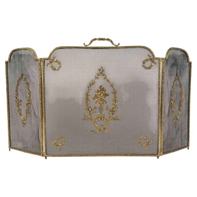 Metal Napoleon III Fire Screen with Bronze Panels, 1800s For Sale - Image 7 of 7