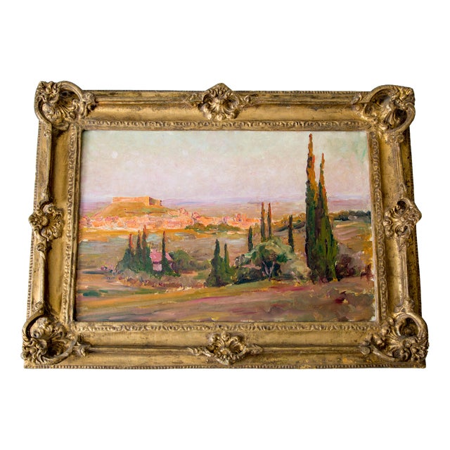 Frédérico Ayrés, Mediterranean Landscape, 1920, Oil on Canvas For Sale