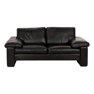 Black Leather Conseta 2-Seater Sofa from COR For Sale