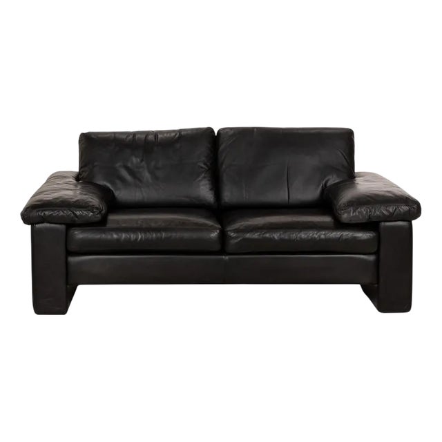 Black Leather Conseta 2-Seater Sofa from COR For Sale