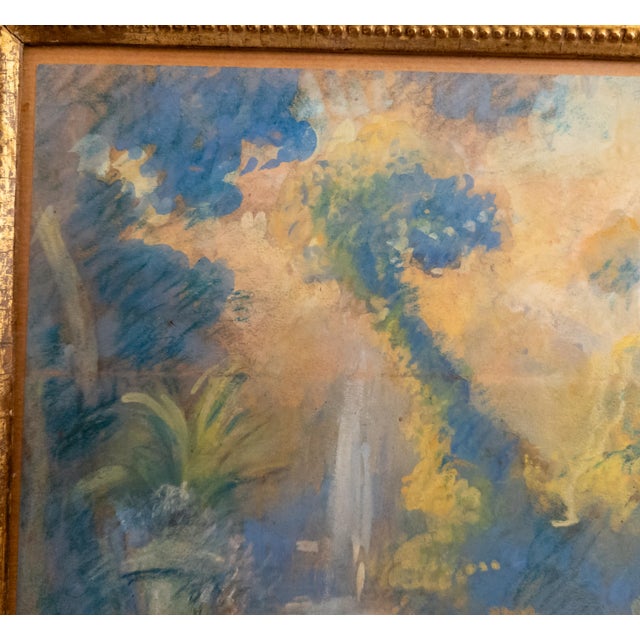 Wood 19th Century French Impressionist Oil Pastel Study of a Garden in Giltwood Frame For Sale - Image 7 of 15