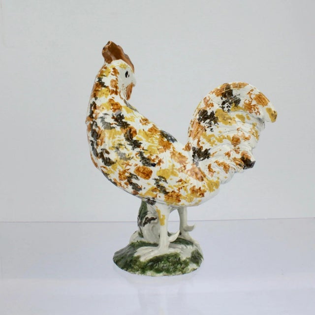 Antique English Staffordshire Prattware Pottery Rooster or Cockrel Figurine For Sale - Image 10 of 13