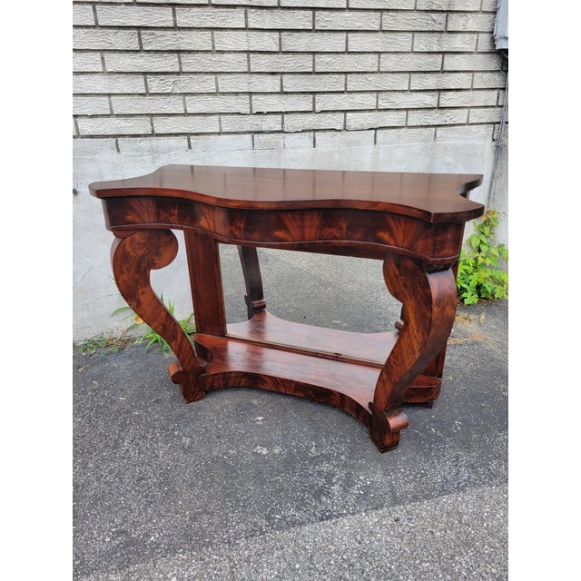 19th Century American Empire Figured Mahogany Pier Table 1840's For Sale - Image 5 of 12
