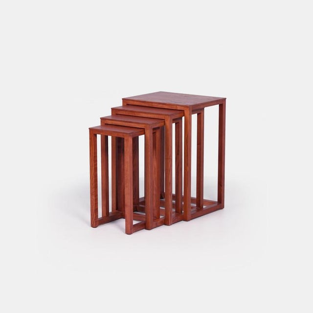 Ash Wood Nesting Tables by Josef Hoffmann for Wittmann, 1980s, Set of 4 For Sale - Image 11 of 12