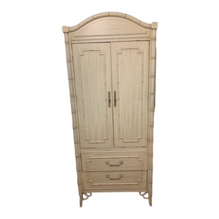 Thomasville Allegro Faux Bamboo Fretwork Armoire For Sale