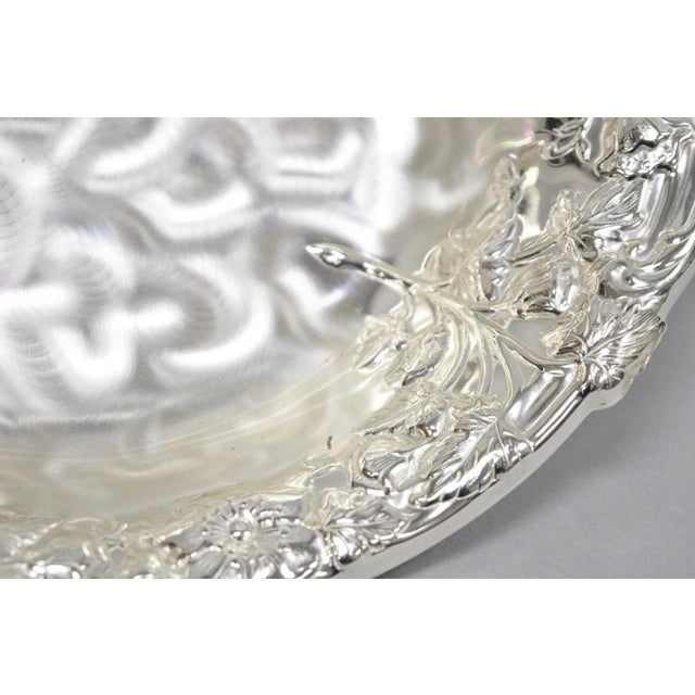 Metal Vintage WMF Germany Ikora Silver Plated Brass Floral Repousse Nut Dish Bowl For Sale - Image 7 of 16