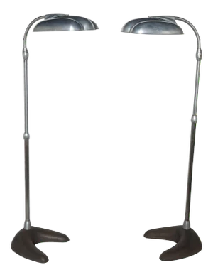 Sperti Inc. Raymond Loewy Style Aluminum & Cast Iron Adjustable Floor Lamps - A Pair