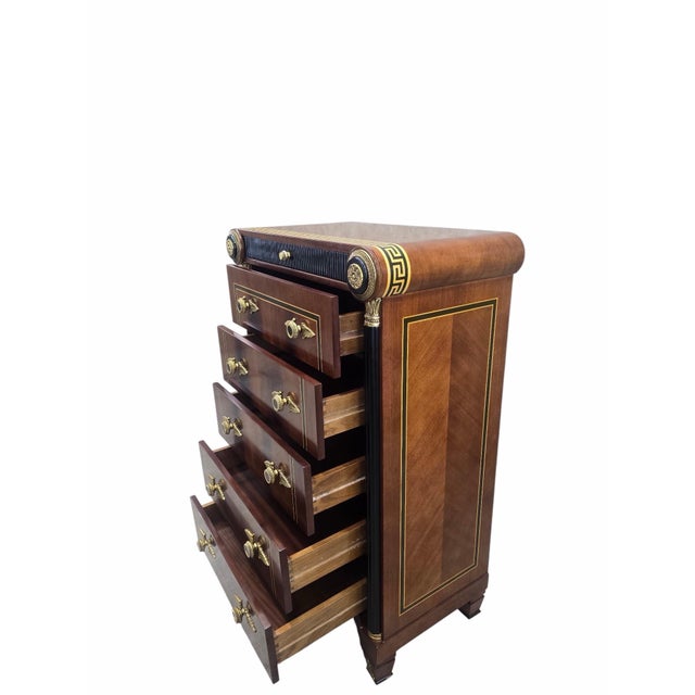 Late 20th Century Neoclassical Empire Revival Mahogany Five Drawer Chest For Sale - Image 9 of 11